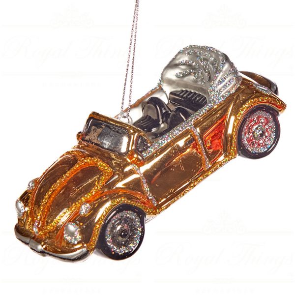 Goodwill Christmas Glass Ornament Convertible Car Gold Red Ya 92442 Gold