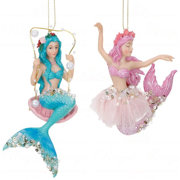 Tr 18173 Goodwill Christmas Ornaments Eleganza Mermaid Ornament Blue Pink