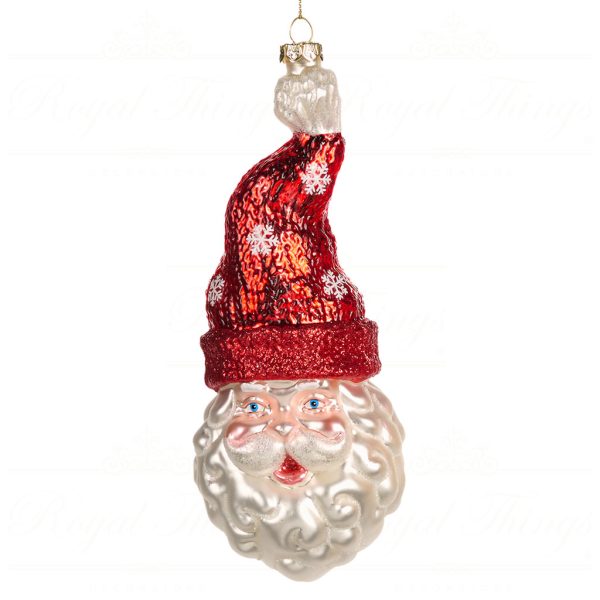 Goodwill Christmas Glass Ornament Santa Deer Head With Hat Red White Gold Tr 20562 Santa